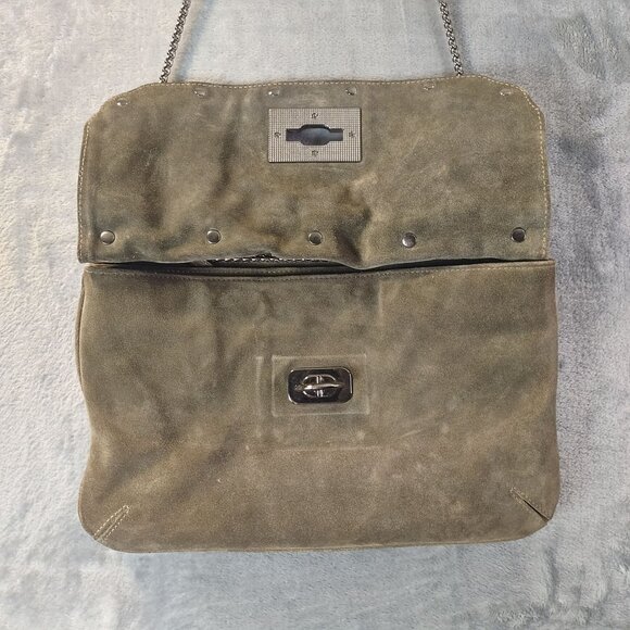 BE and D Suede Shoulder Bag Gray Python Embossed Rare Y2k Vintage Inspired - Picture 8 of 16